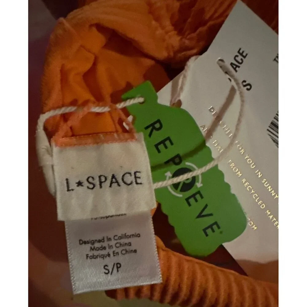 L*Space Bitsy Recycled Plastic High-Waist Ribbed Bikini Top S/P Bright Orange